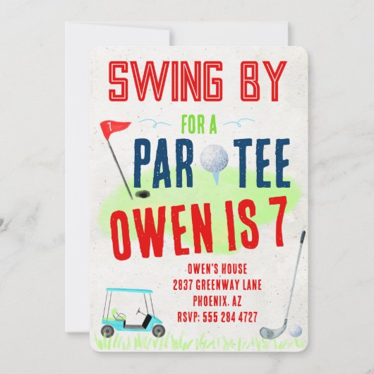 Golf Theme Birthday Party Invitations (Devant)