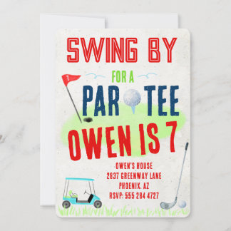 Golf Theme Birthday Party Invitations Kaart