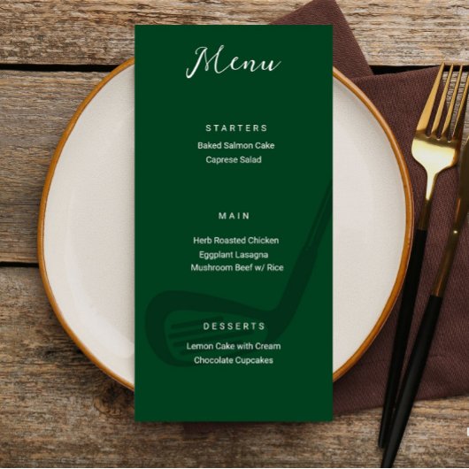 Golf Theme Birthday Party Menu Card