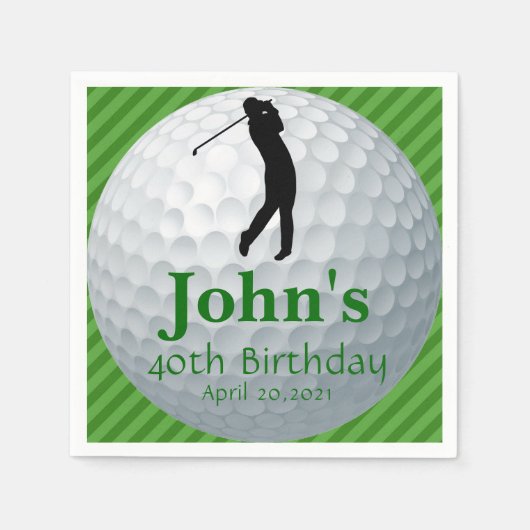 Golf Theme Man Verjaardag Gepersonaliseerd servet (Voorkant)