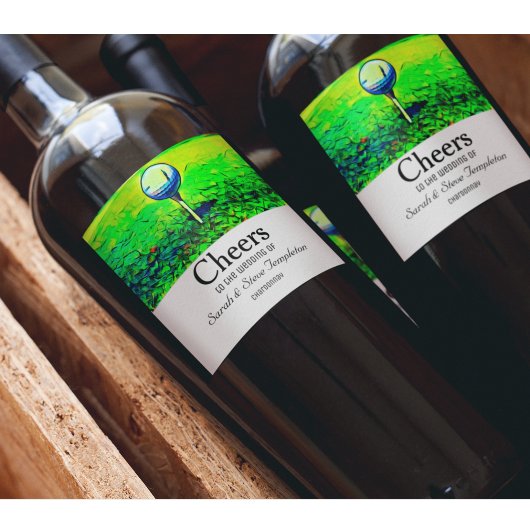 Golf Thème Mariage Accueil Étiquettes de vin