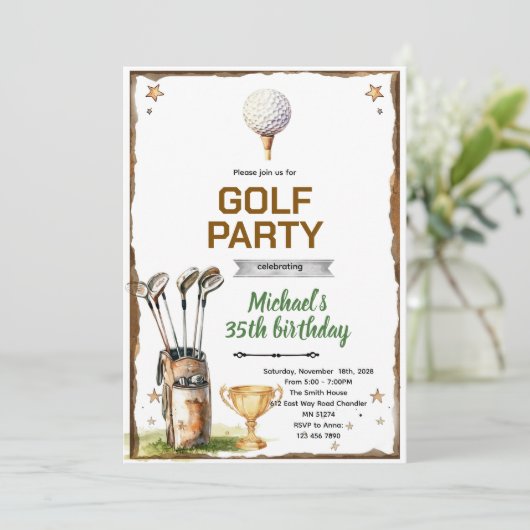 Golf theme party Invitation (Debout devant)
