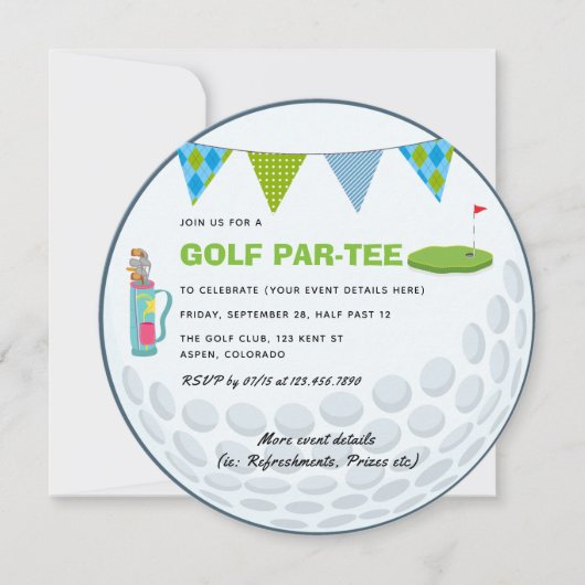 Golf Theme Party Photo Invitation (Devant)