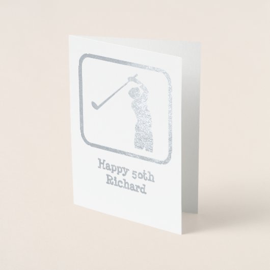 Golf Theme Silver Grafisch met de Foto van de Doua Folie Kaarten (Voorkant)