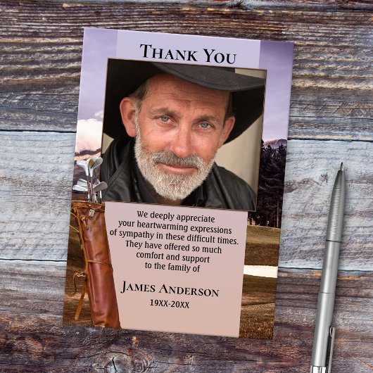 Golf Thème Sympathy Funérailles Photo Carte de rem