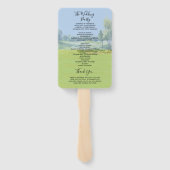 Golf Theme Wedding Ceremony Order of Service  Handwaaier (Achterkant)