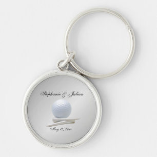 Golf Theme Wedding Silver Names and Date Sleutelha Sleutelhanger