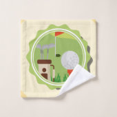 Golf Theme Yellow Fathers Day personaliseren Bad Handdoek (Wasdoekje)