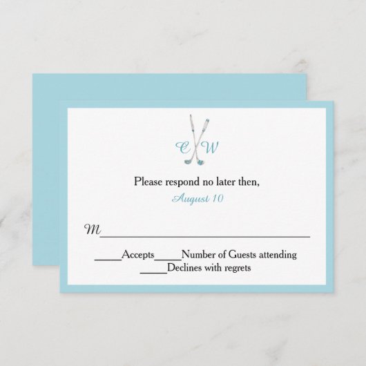 Golf ThMED Monogrammed Wedding RSVP (Voorkant / Achterkant)
