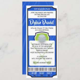 GOLF TICKET Bar Bat Mitzvah Uitnodiging