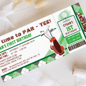 Golf Ticket Pass First Birthday Party Kaart