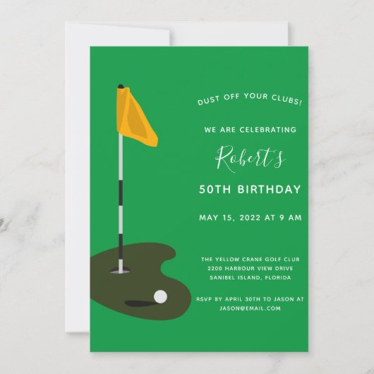 Golf Tournament 50th Birthday Party Invitation (Voorkant)