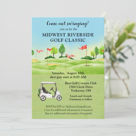 Golf Tournament Invitation Kaart (Staand voorkant)