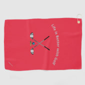 Golf Towel Life is beter...Golf Quote Red Golfhanddoek (Horizontaal)