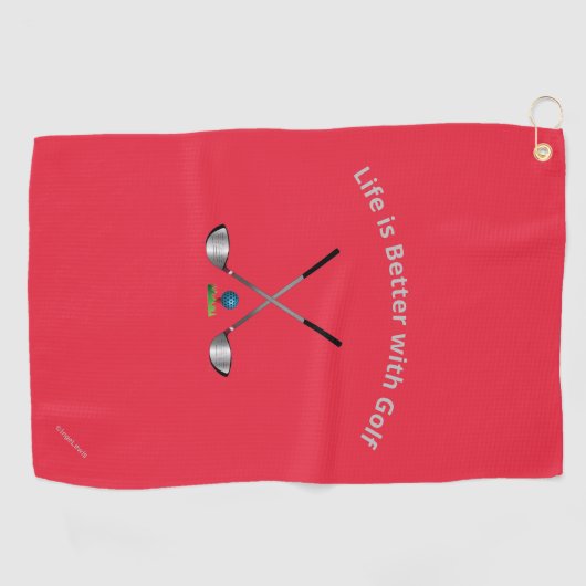 Golf Towel Life is beter...Golf Quote Red Golfhanddoek (Horizontaal)
