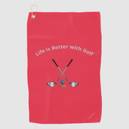Golf Towel Life is beter...Golf Quote Red Golfhanddoek (Voorkant)