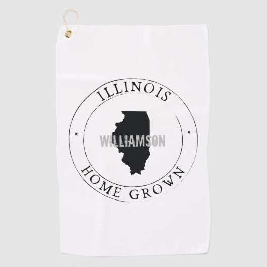 Golf Towel State Personalized Illinois Golfhanddoek (Voorkant)