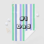 Golf Towel White Green Paars Stripe #1 Pap Golfhanddoek (Insitu)
