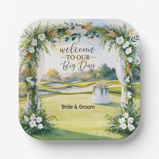 Golf Trouwdecoraties op het groene papieren bord (Voorkant)