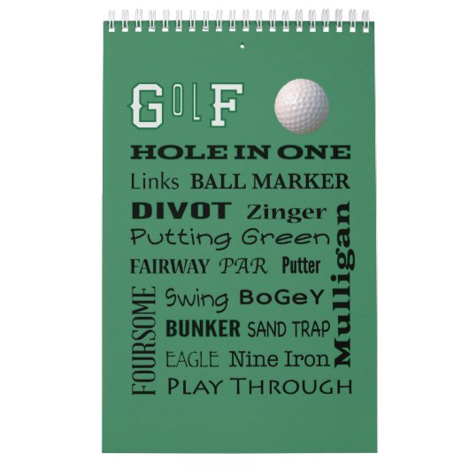 GOLF typografie 2025 Hangmuur Kalender (Hoes)