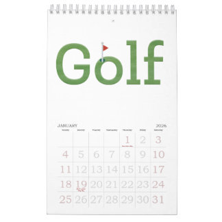 GOLF typography 2026 Hanging Wall Kalender