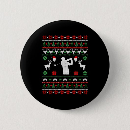 Golf Ugly KerstSweater Ronde Button 5,7 Cm (Voorkant)