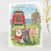 Golf Ugly Sweater Christmas Party Kaart (Gele Bloem)