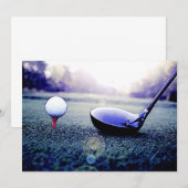 Golf uitnodigingen - Golf Ball & Bat kunstwerk (Voorkant / Achterkant)