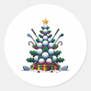 Golf Uitrusting Kerstboom Kerst Golfer Wom Ronde Sticker