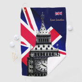 Golf UK & British Flag, Big Ben, London Union Jack Golfhanddoek (Insitu)
