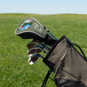 Golf vader moderne kaki groene typografie foto cad golfheadcover