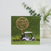 Golf-Vaderdag met golfkar en teken groen Kaart (Staand voorkant)