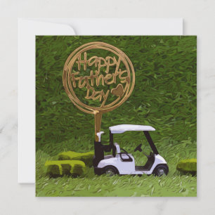 Golf-Vaderdag met golfkar en teken groen Kaart