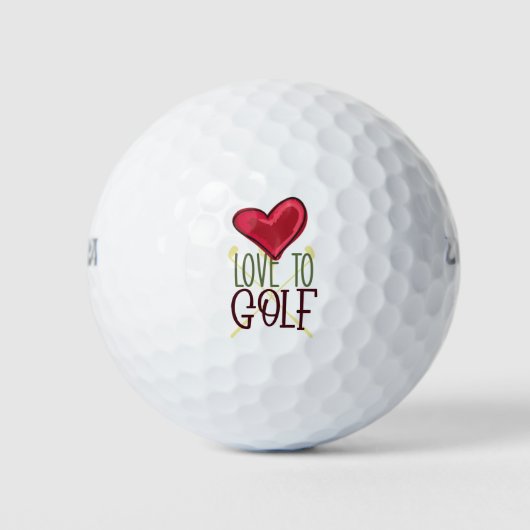 Golf-Valentijnsdag met golfer met liefdesrood hart Golfballen (Voorkant)
