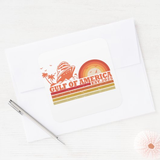 Golf van Amerika Amerikaans patriottisch Vierkante Sticker (Envelop)