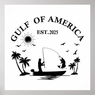 Golf van Amerika Amerikaanse patriottische visheng Poster