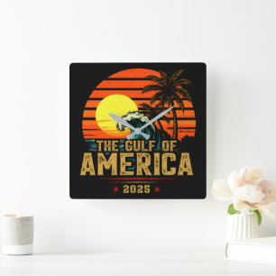 Golf van Amerika Est 2025 Retro Vintage Vierkante Klok