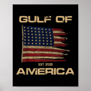 Golf van Amerika Est sinds 2025 Amerikaanse vlag N Poster