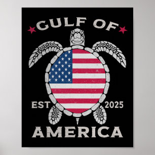Golf van Amerika Schildpad Amerikaanse vlag EST 20 Poster