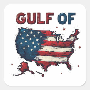 Golf van Amerika USA Kaart Trump USA Golf van Mexi Vierkante Sticker