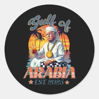 Golf van Arabië Est 2025 Grappig Trump Arabië Ronde Sticker