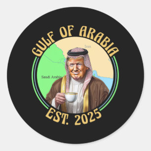 Golf van Arabië Est 2025 Grappig Trump Arabië Ronde Sticker