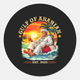 Golf van Arabische Oost 2025 Grappig Trump Vintage Ronde Sticker