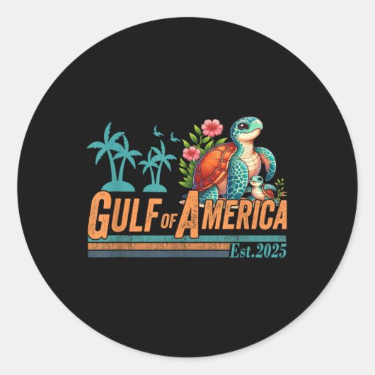 Golf van de VS Amerika EST 2025 Schildpad Golf Mex Ronde Sticker (Voorkant)