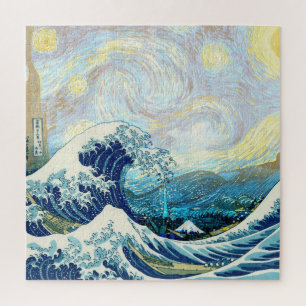 GOLF VAN KANAGAWA OP EEN STERRENNACHT-ACHTERGROND LEGPUZZEL