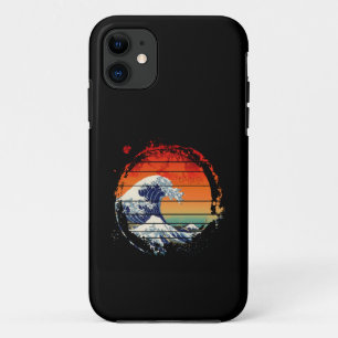 GOLF VAN KANAGAWA VINTAGE ZONSONDERGANG iPhone 11 HOESJE