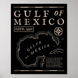 Golf van Mexico 1672 Historische kaart Poster