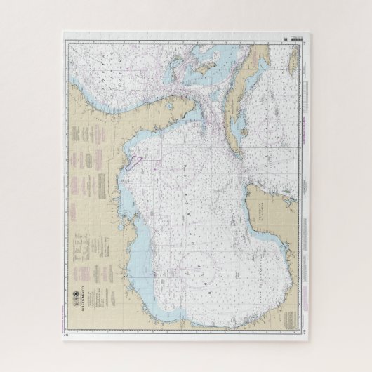 Golf van Mexico Authentic Nautical Chart Legpuzzel (Verticaal)