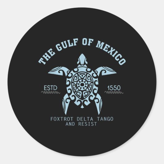 Golf van Mexico EST 1550 Foxdraaft Deltas Tangos e Ronde Sticker (Voorkant)