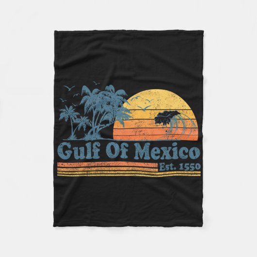  Golf van Mexico Est 1550 Retro Beach Sunset Fleece Deken (Voorkant)